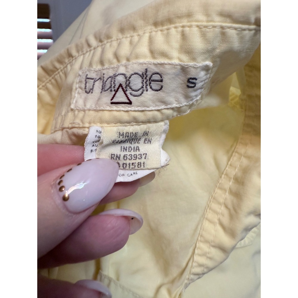 VTG 80s Triangle Women Yellow 100% Cotton Button Down Size S Oversized - Picture 4 of 6